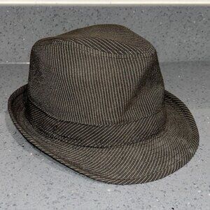 EXPRESS Adult Unisex Gray Striped Fedora Hat Skinny Brim Size M/L Super Clean